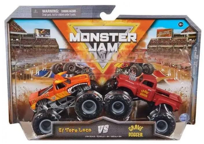 Monster Jam Official 1:64 Scale Diecast Truck 2-Pack (El Toro Loco vs Grave Digger Series 26)
