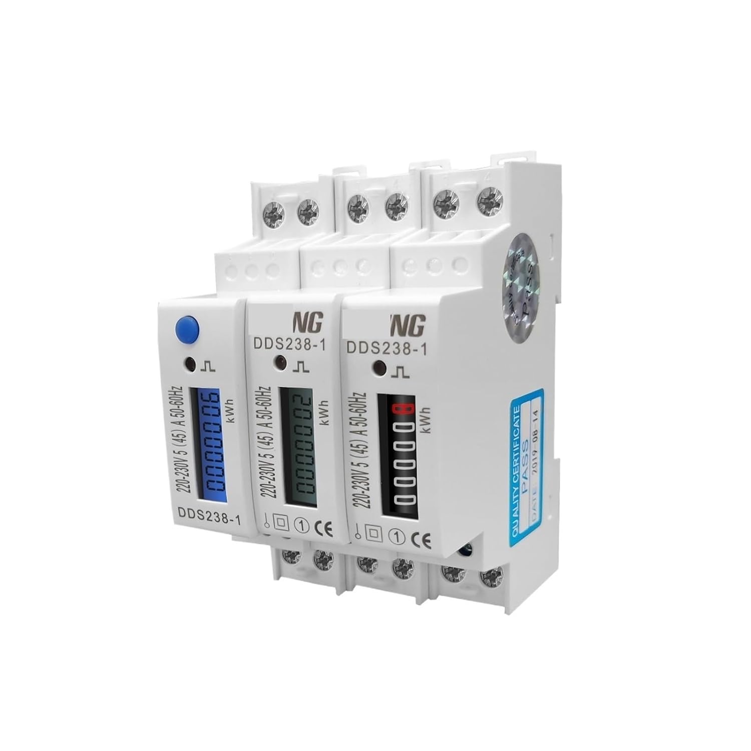 5(45) A 45A 220V 230V 50HZ 60HZ LCD Display Single Phase Din Rail Watt | Rail-mounted electricity meter(With backlight)
