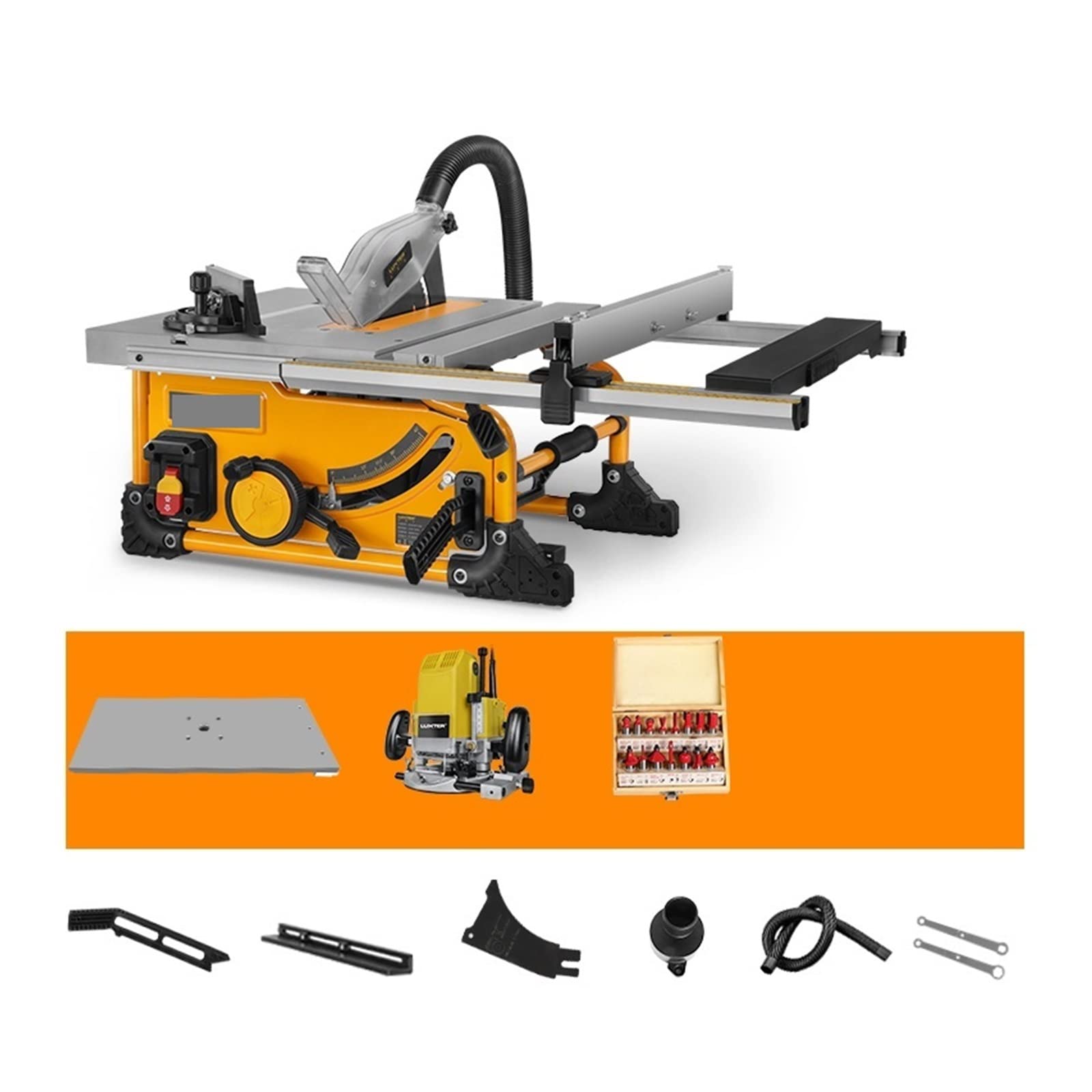 Sierra de mesa de 210 mm, sierra de corte de madera de 8 pulgadas, sin polvo, con extensión, máquina portátil for trabajar la madera Bricolaje y herramientas(With plate Router B)
