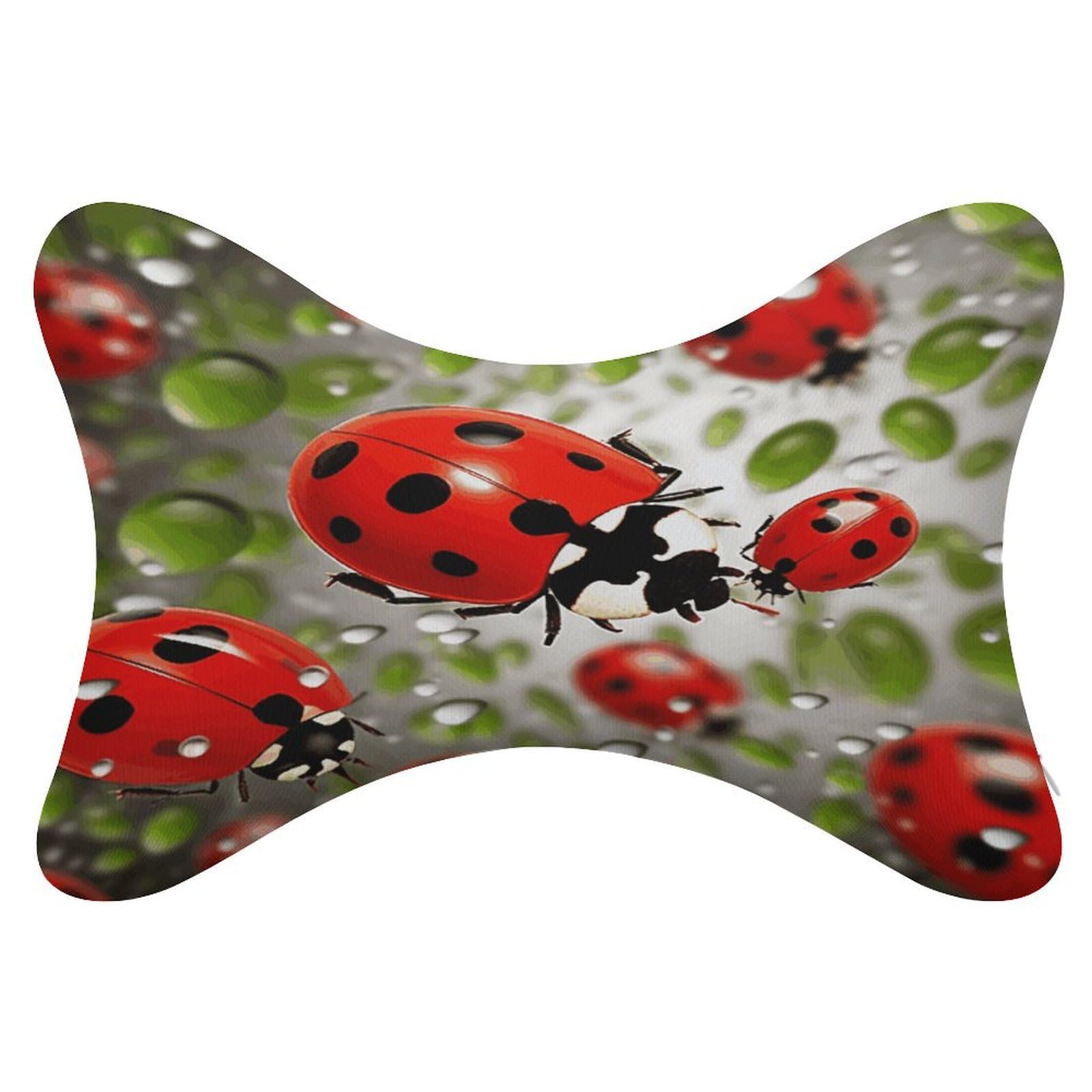 VstaDank Ladybug Car Neck Pillows 2 Pack Removable Ergonomic Cervical Support Pillow Fashion Cozy Bone Shaped Pillows Soft Car Headrest Pillow for Office Airplane Most Car
