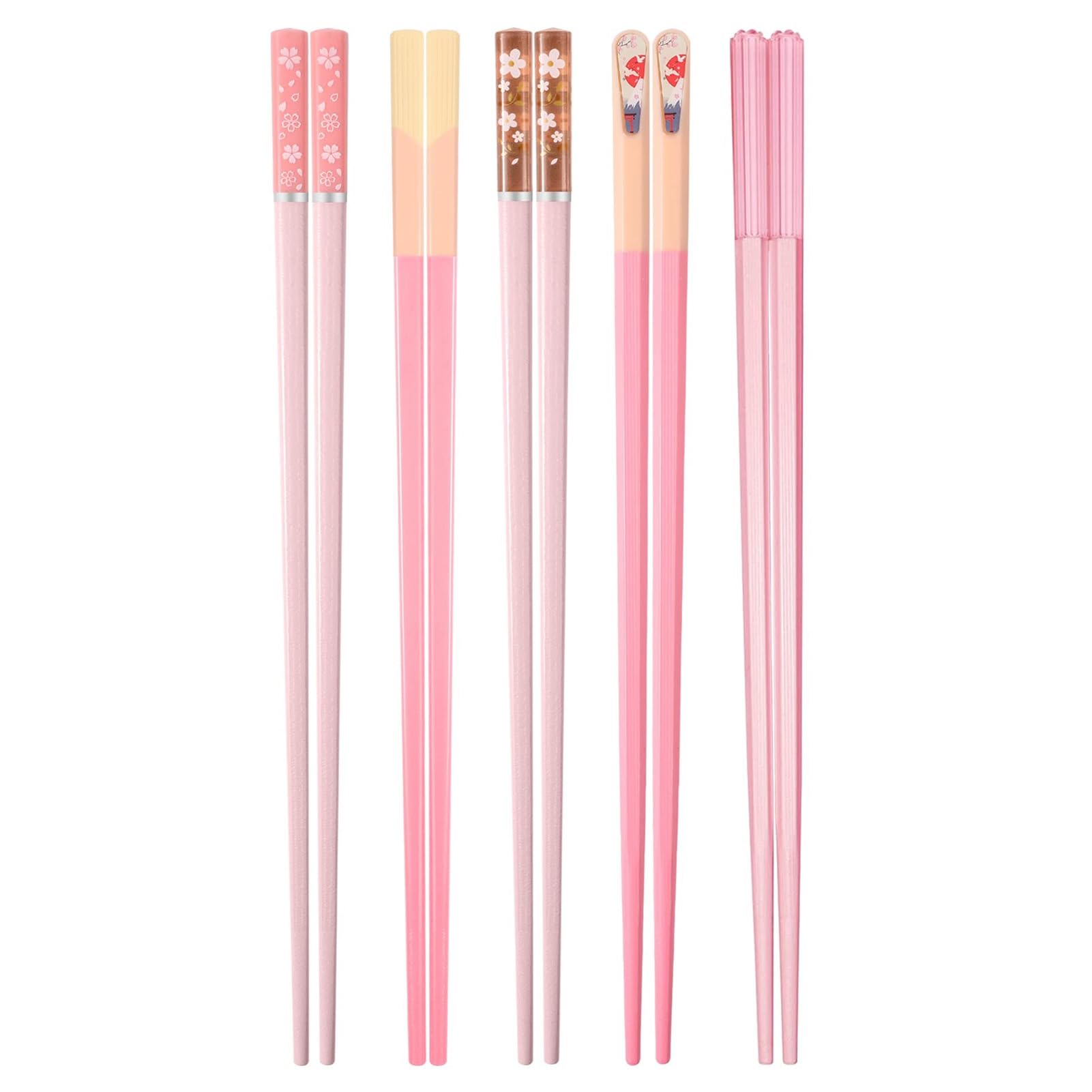 matumou 5 Pairs Reusable Plastic Chopsticks -Free Dishwasher-Safe Non-Slip Chopsticks Chinese Japanese Chopstick Gift Set