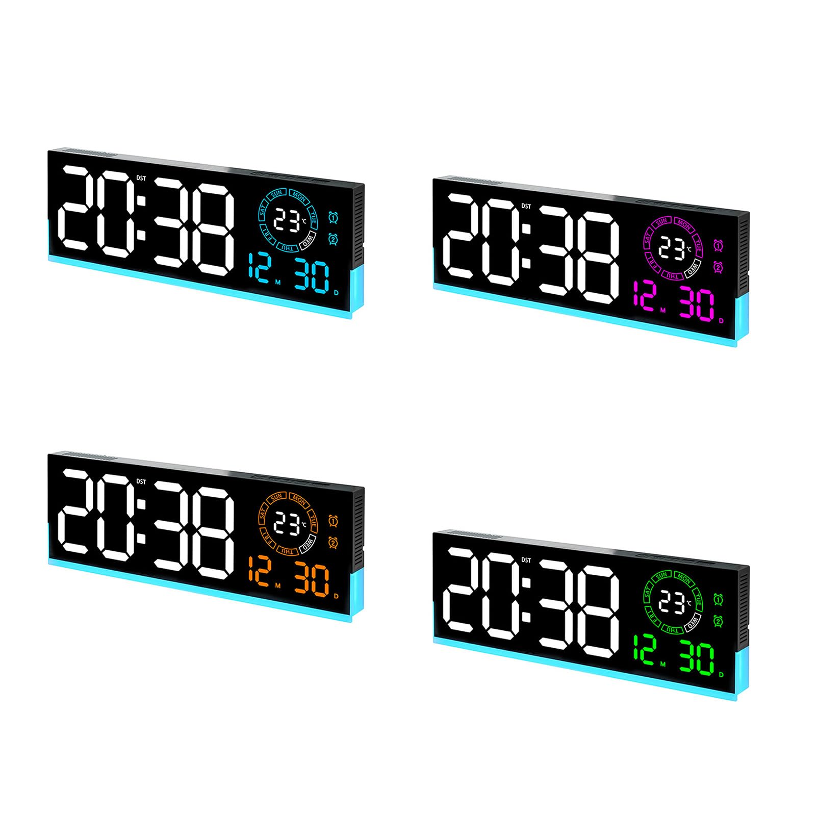 Orologio da parete digitale elettrico con calendario e visualizzazione della temperatura, moderno orologio a LED per la decorazione della casa camera da letto elettronico da parete ora data