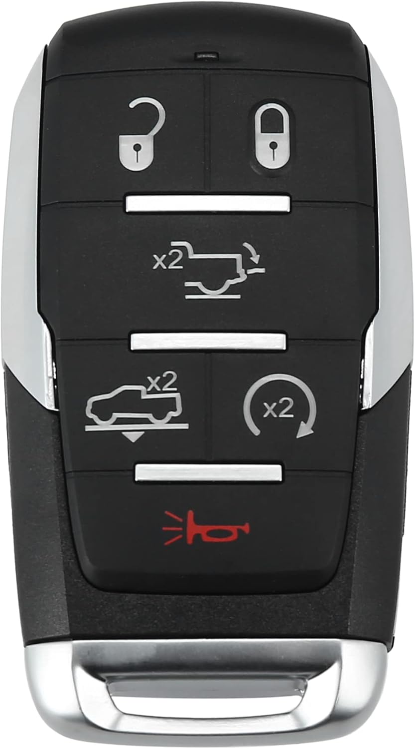 X AUTOHAUX Replacement Keyless Entry Remote Car Key Fob OHT-4882056 433.92Mhz for Ram Limited 1500 2019-2024 6 Buttons with Door Key Remote Engine Start