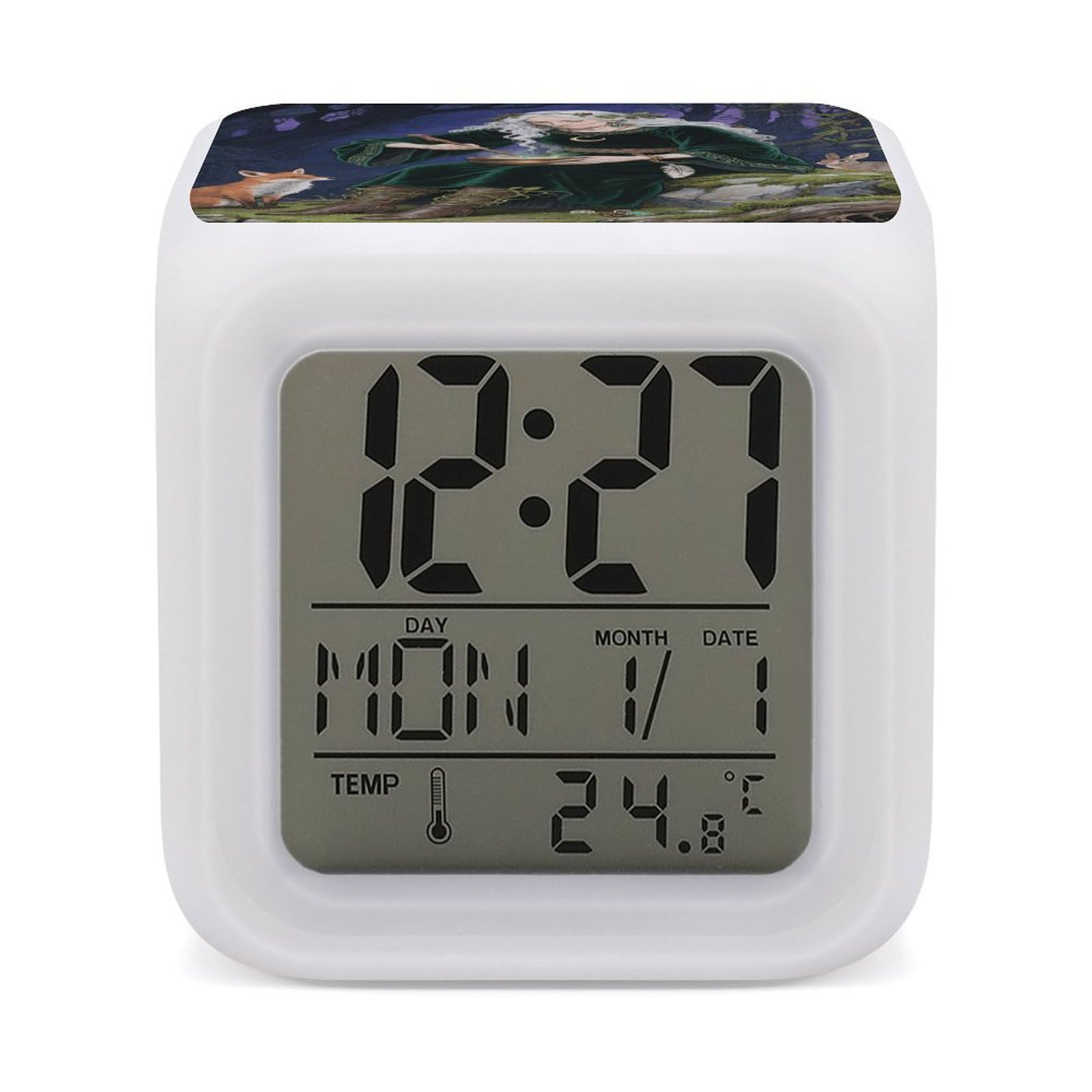 VstaDank Forest Witch Digital Alarm Clock LED Display Screen Color Change Alarms Clock Smart Alarm Clock Wake Up Digital Clocks with 7 Color Nightlight for Bedroom