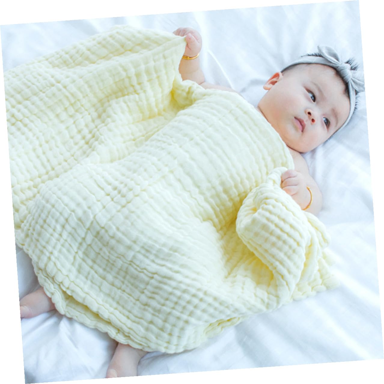Hohopeti 3 Stück Baumwoll Wickeltücher Unisex Atmungsaktiv Farbecht Weich für Jahreszeiten Puckdecken Babybadetücher