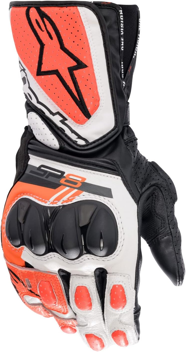 SP-8 V3 Gloves, Full Gauntlet Leather, CE-Certified, Race-Inspired Fit, Knuckle Protection, Reinforced Palm, Multi-Panel Construction