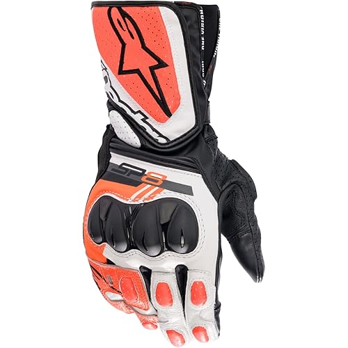 Alpinestars SP-8 V3 Gloves, Full Gauntlet Leather, CE-Certified, Race-Inspired Fit, Knuckle Protection, Reinforced Palm, Multi-Panel Construction