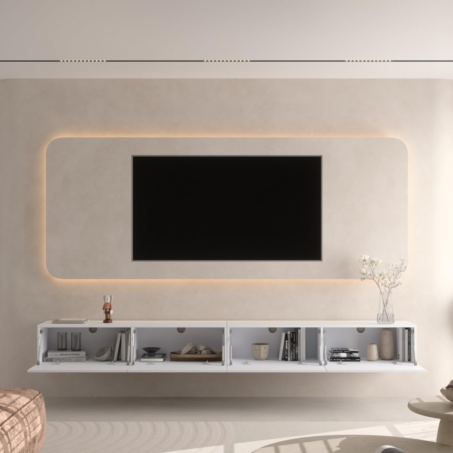 Stand TV West 280 cm Long Hanging White - Dettaglio