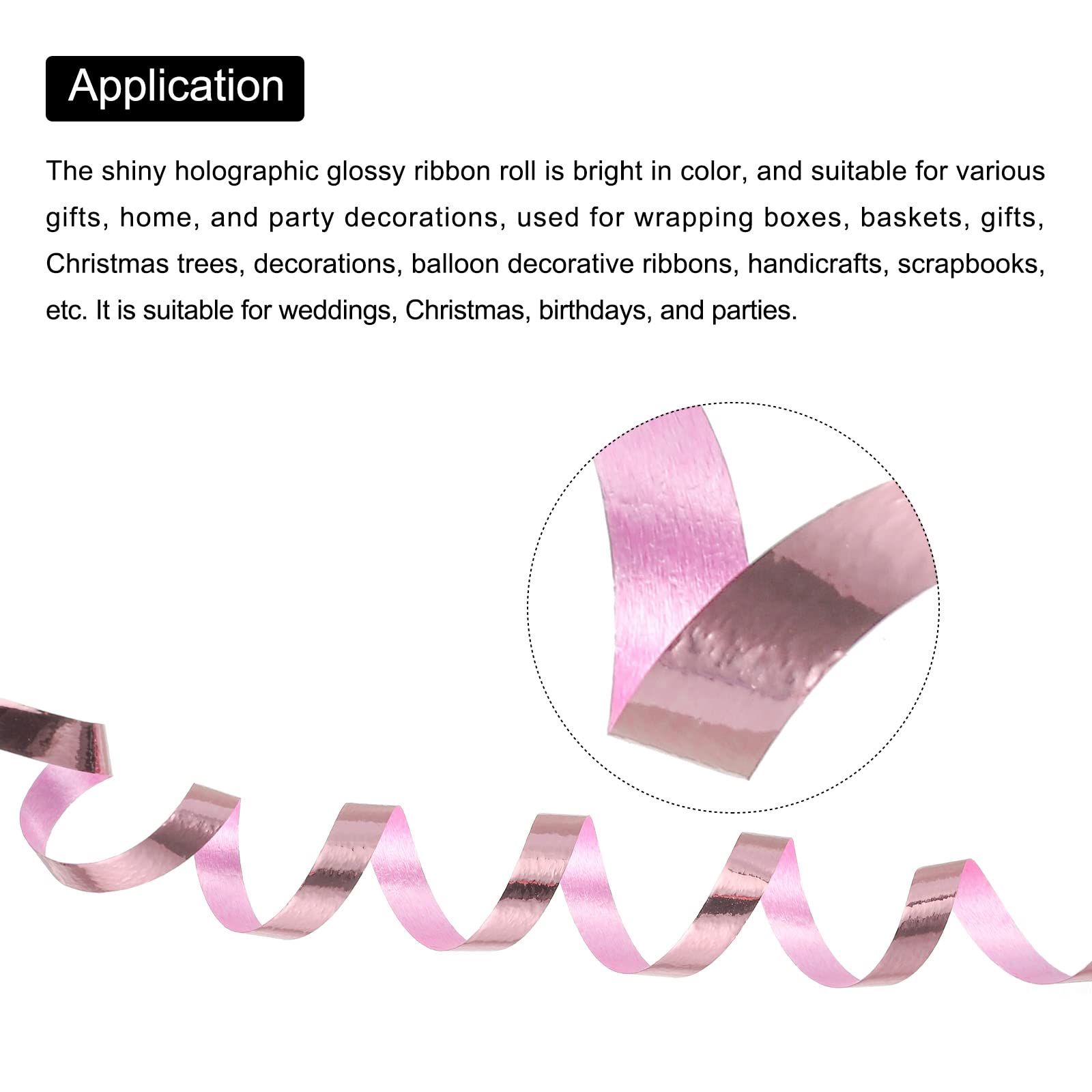 PATIKIL 6pcs Curling Ribbon Crimped Balloon String Shiny Metallic 5mm 10m Iridescent for Party Decoration Gift Wrapping Crafts Rose Gold - Image 3