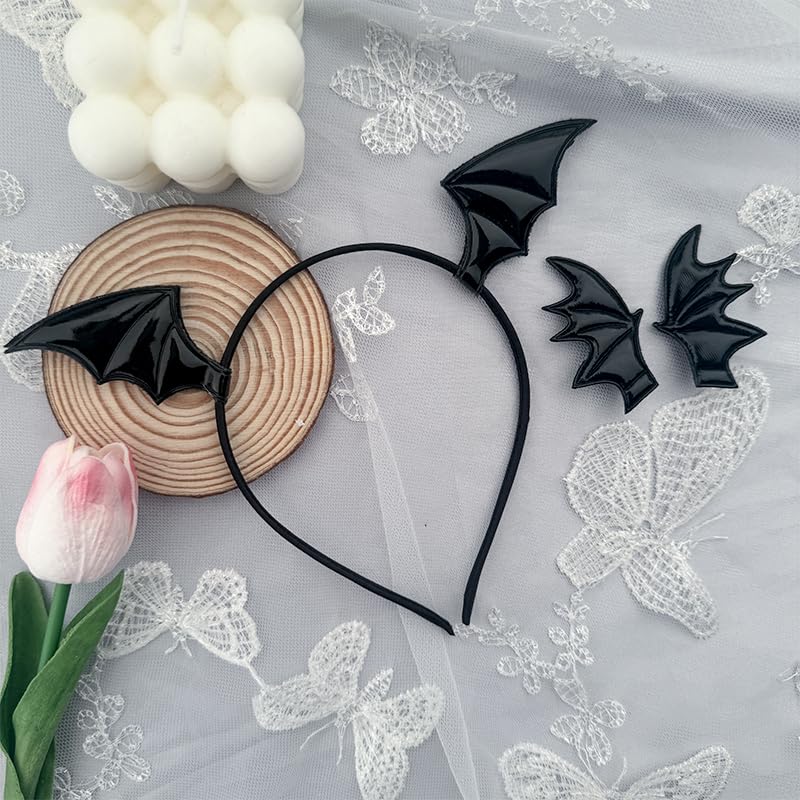 Guqqeuc Black Bat Wing Headband Halloween Bat Hair Clip for Women Halloween Bat Headband Devil Wings Barrettes Cosplay Costume Head band Halloween Hair Band Bat Hairpin Halloween Accessories 3Pcs - Image 3