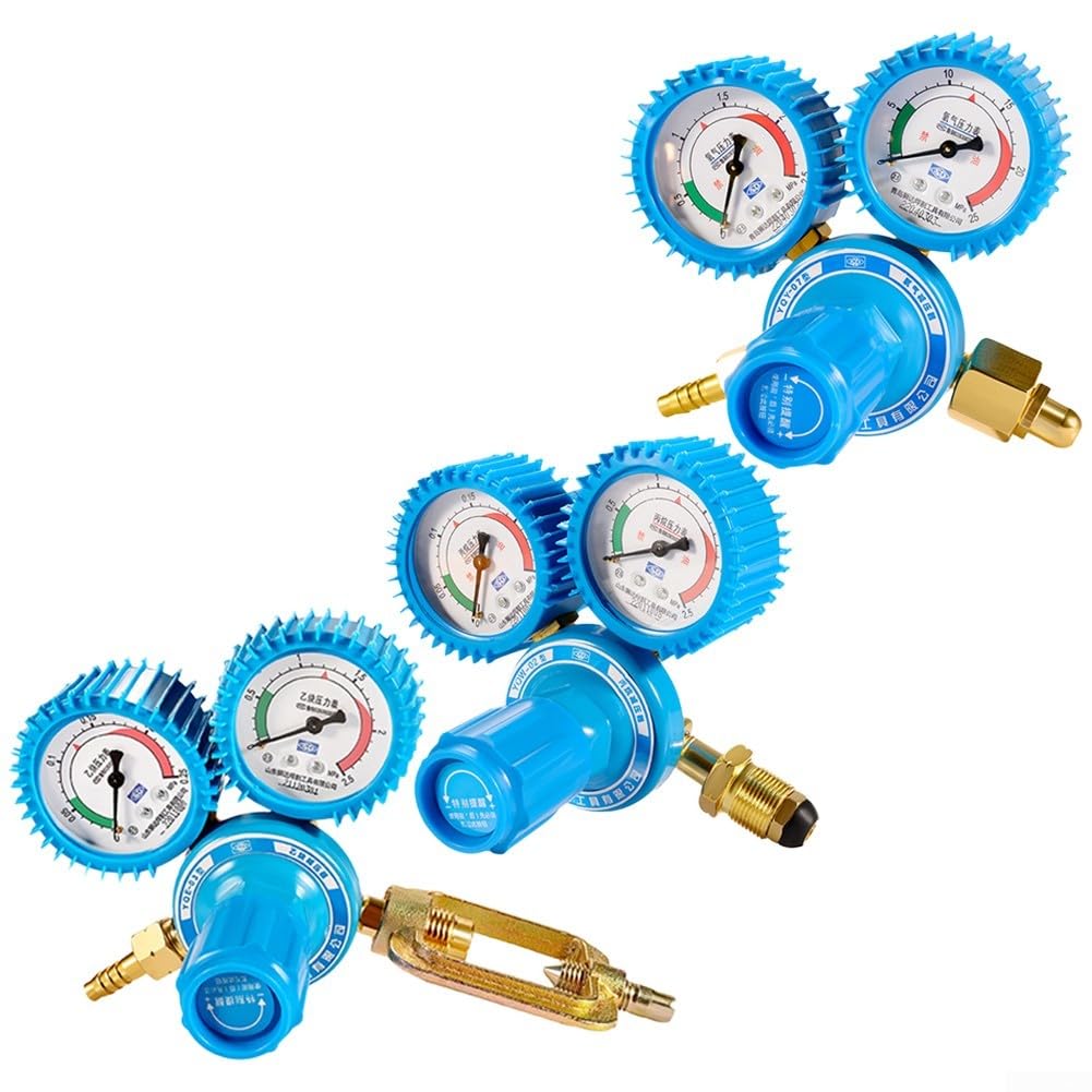 Régulateur de gaz multifonction pour oxygène, acétylène et propane avec manomètre résistant aux chocs pour usage industriel (compteur d'oxygène)