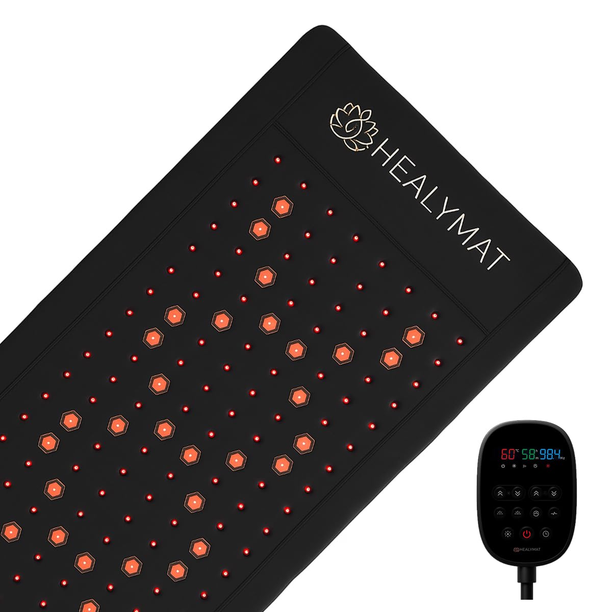 Helix Comfort mata do terapii światłem czerwonym, terapia polem magnetycznym, mata na podczerwień, 660 nm i 850 nm, światło biofotonowe, jony ujemne, rezonans Schumanna, optymalizuje procesy