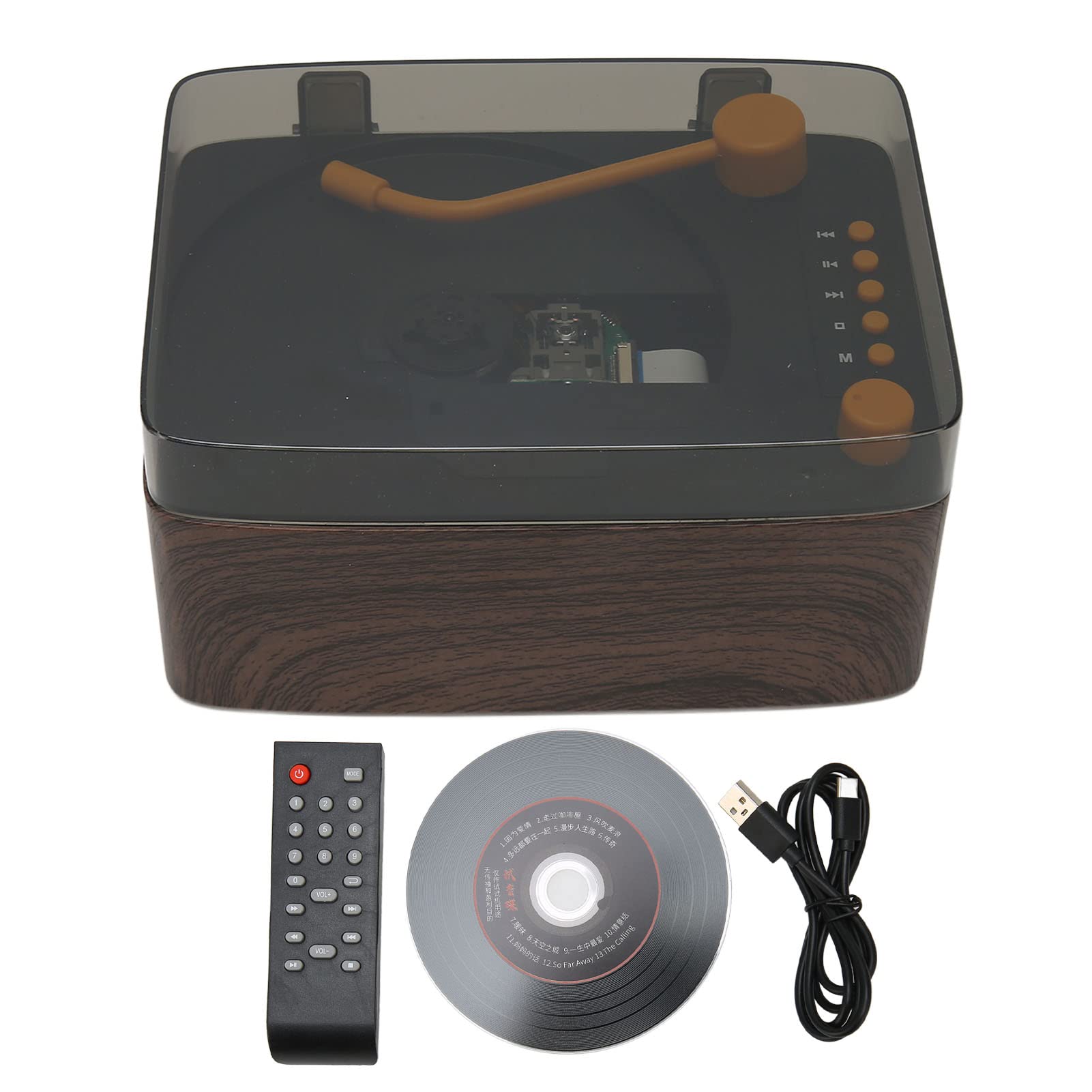 Odtwarzacz CD, Przenośny Odtwarzacz Muzyki Bluetooth w Stylu Vintage, ładowalny Odtwarzacz CD w Stylu Retro z Dźwiękiem HiFi, Obsługa Wejścia CD USB 3,5 Mm, do Podróży Samochodem