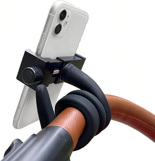 Portable Phone Holder Stand for Bed, Stroller, Desk, Car with Gooseneck Flexible Arm - Stable, Secure & Adjustable Fit on Treadmill, Wheelchair, Tree for GoPro & Cell Phones Used at Home, Work, Travel