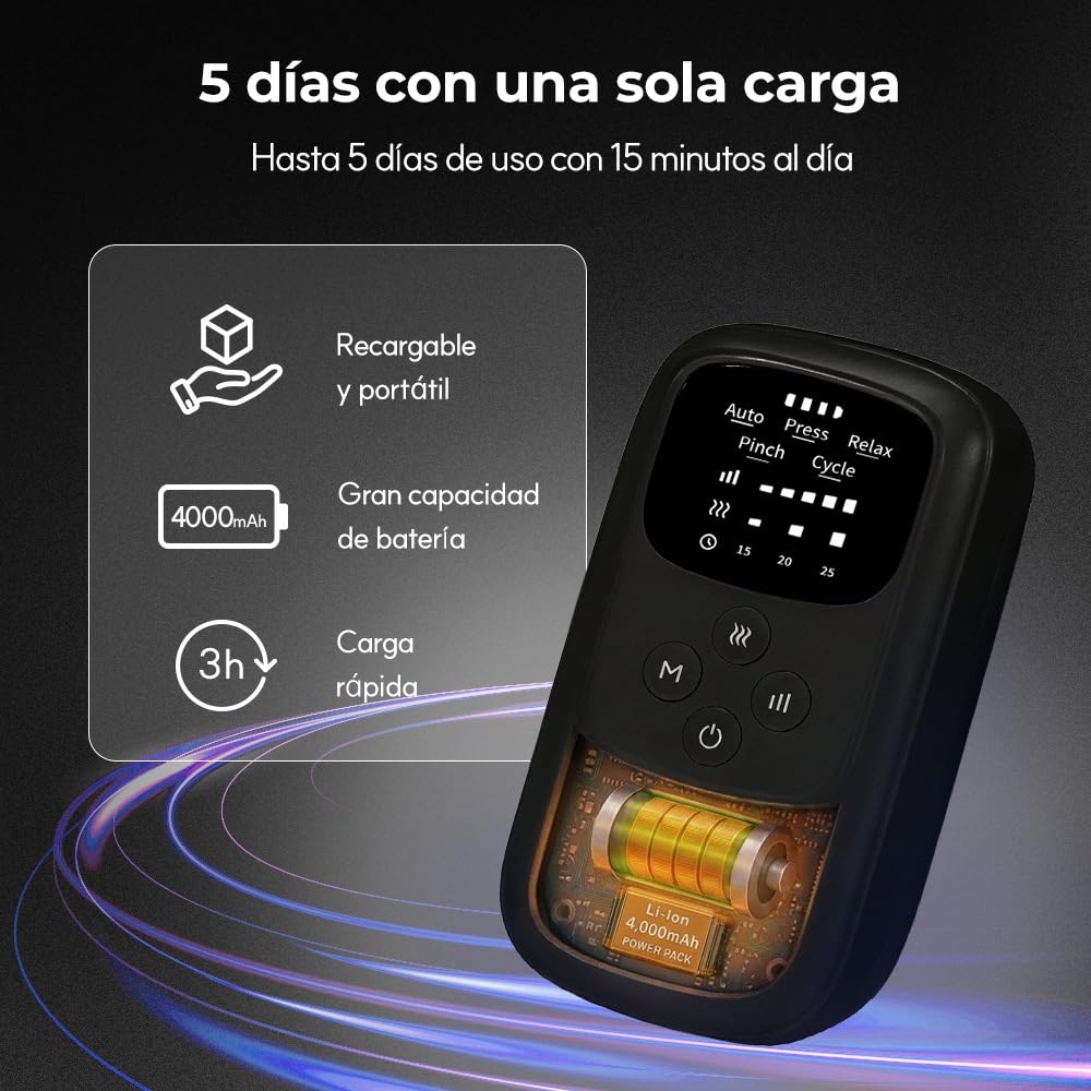 HuBDIC HubiCare - Masajeador de piernas inalámbrico con calor y compresión de aire para la circulación y el alivio del dolor, 5 modos con 5 intensidades, reduce la hinchazón, dispositivo de relajación