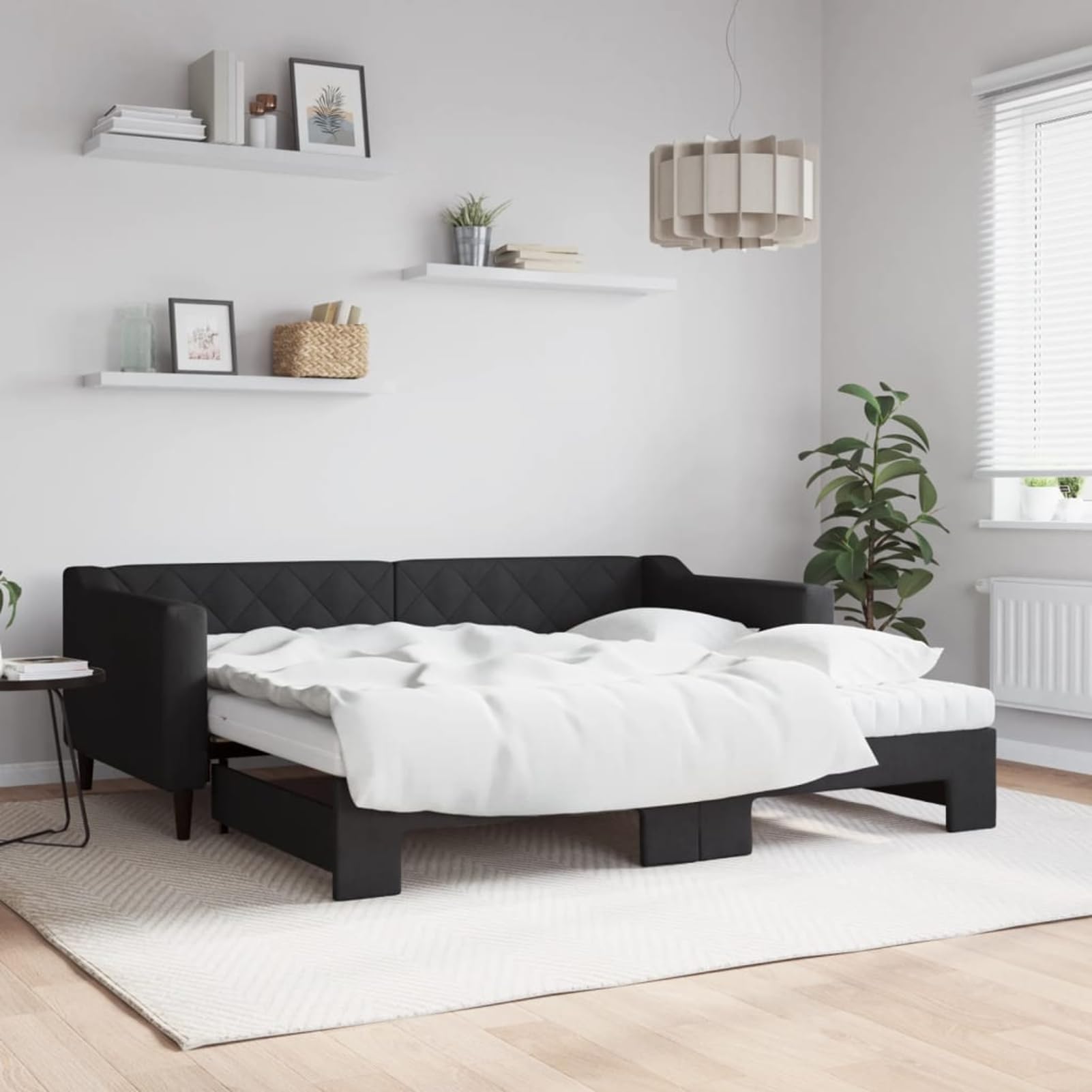 ATOMSTACK MAKER Divano letto pieghevole 2 in 1, nero, lettino convertibile con 2 materassi in schiuma (90 x 190 cm), design moderno minimalista, ideale per soggiorno o camera da letto degli ospiti