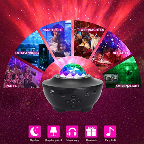 SHAWLAM Led-projector sterrenhemel, Galaxy Light projector met roterende watergolven. - Image 8