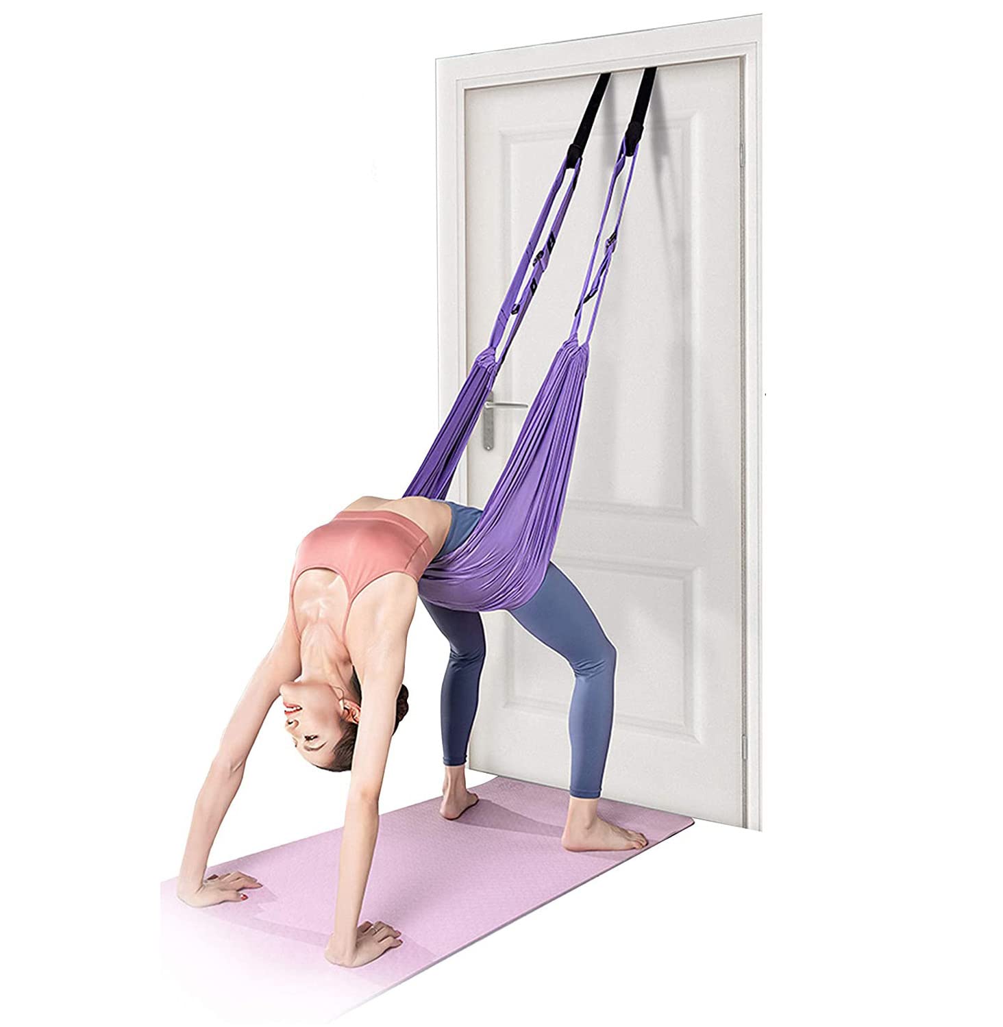 Fitness Yoga Stretching Strap, Adjustable Leg Stretcher Back Bend Assist Trainer, Improve Leg Waist Back Flexibility Home Gym Equipment for Rehab Pilates Ballet Cheerleading Splits Gymnastics (purple)