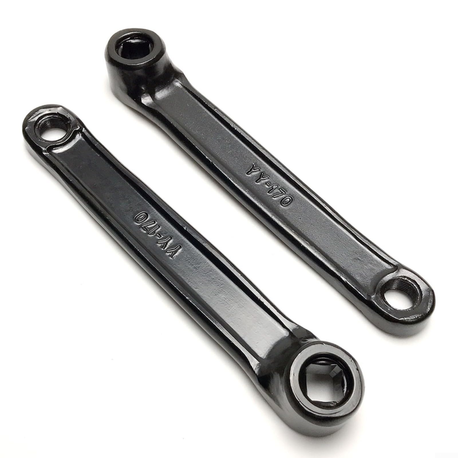 1 paio di pedivelle per cyclette da 170 mm, in ferro, con foro rombico sinistro e destro, per pedale filettato M14, ricambio per fitness, casa, palestra, colore nero (manovella sinistra)