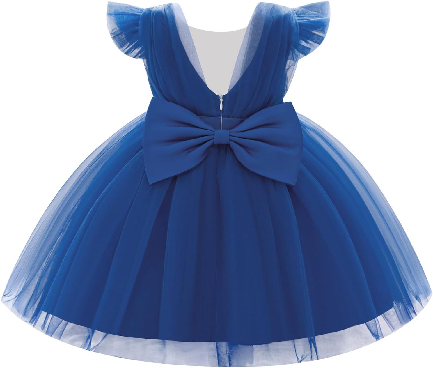 IBAKOM Baby Girl Flutter Sleeve Ruffle 1st 2nd Birthday Outfits Toddler Tea Party Pageant Flower Girl Formal Wedding Dress