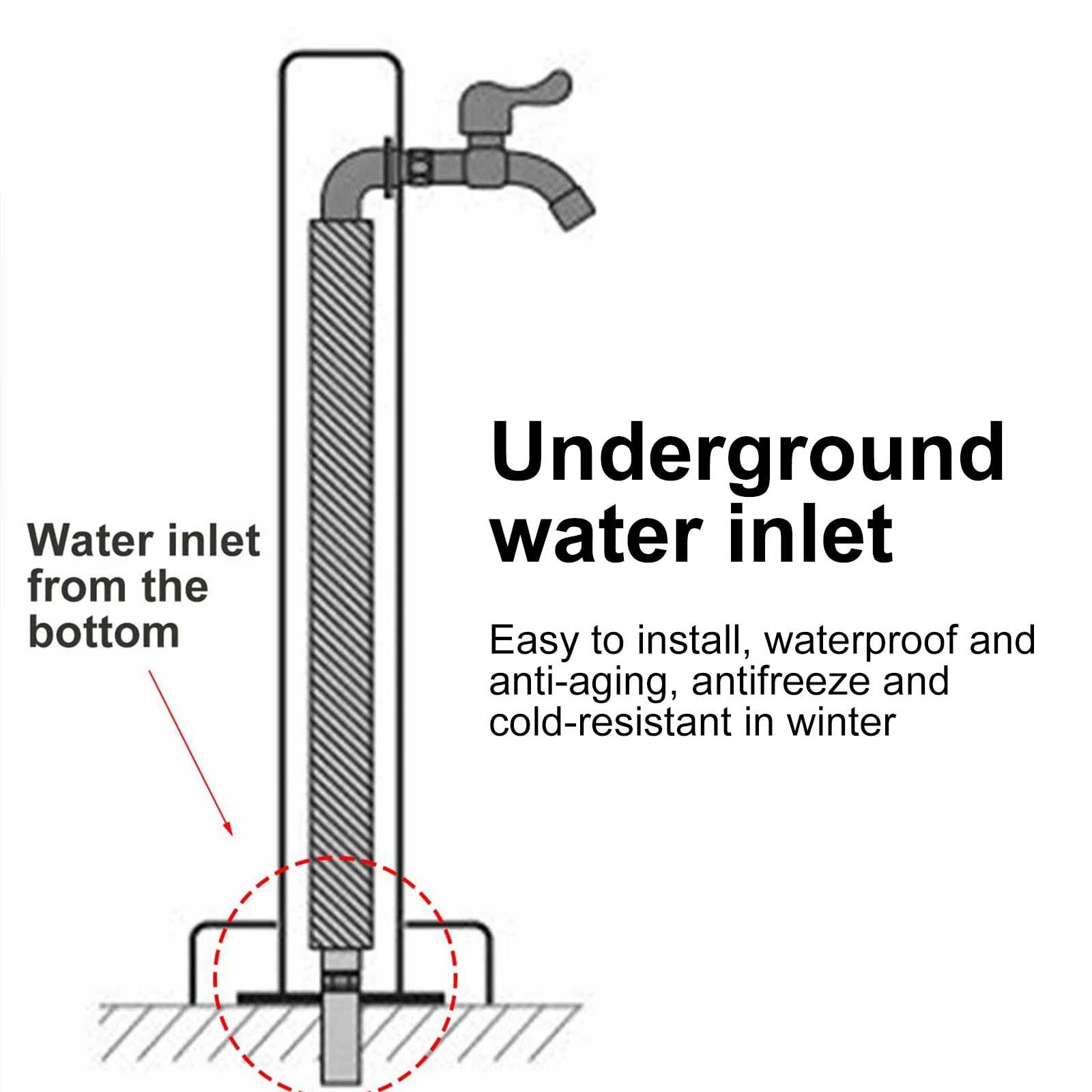 Generico Colonna d'Acqua da Giardino con Rubinetto per Esterni Colonna Quadrata Verticale Autoportante in Acciaio Inossidabile Antigelo con Porta Tubo per Pascolo Agricolo (60 cm/24 Pollici)