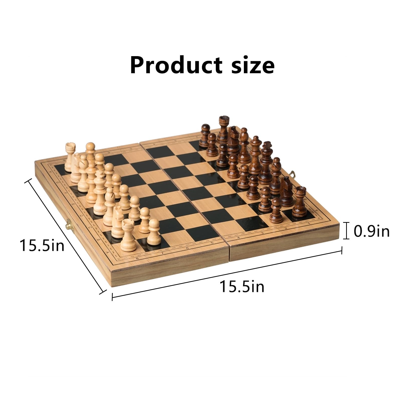 Scacchiera in Legno,11.4" Scacchiera Portatile con Slot di stoccaggio degli Scacchi,Facile da trasportare, Scacchiera Magnetica in Legno per i Principianti e Adulti(Size:15.9 * 15.9 * 0.9in)