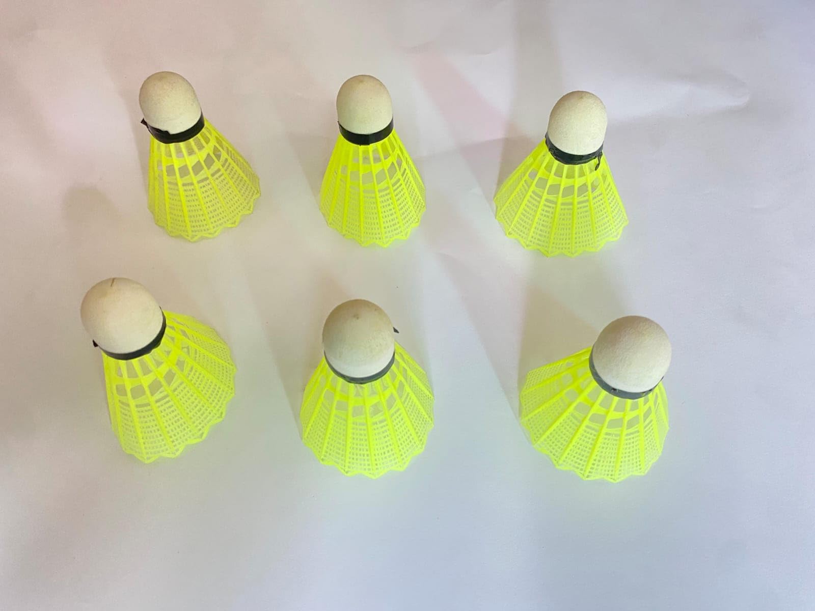 Badminton Shuttles Set of 6, Nylon Yellow | Cork Base, Neon Yellow Skirt-image-24