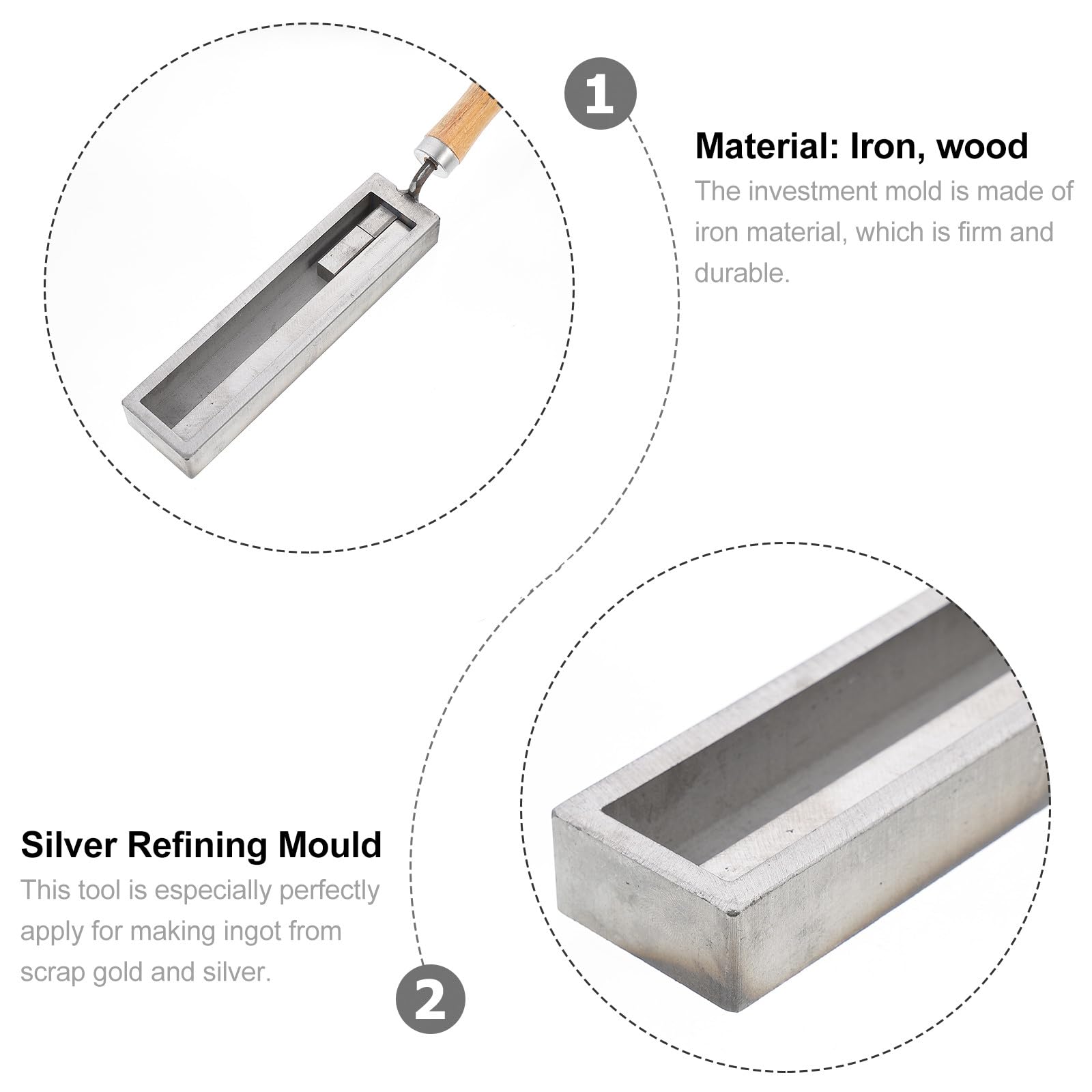 Moule à Fondre L'argenté et l'or en Fer Fente D'huile Argentée pour Moulage et Fabrication D'éléments en Métal, Outil pour Bijouterie Artisanale
