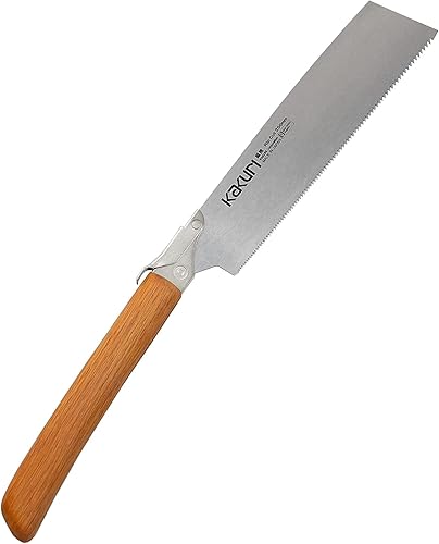 Miniatura 8 de KAKURI Sierra japonesa de ojo de cerradura para madera, dientes finos de 6 pulgadas, sierra de mano para carpintería, mango de roble rojo acabado