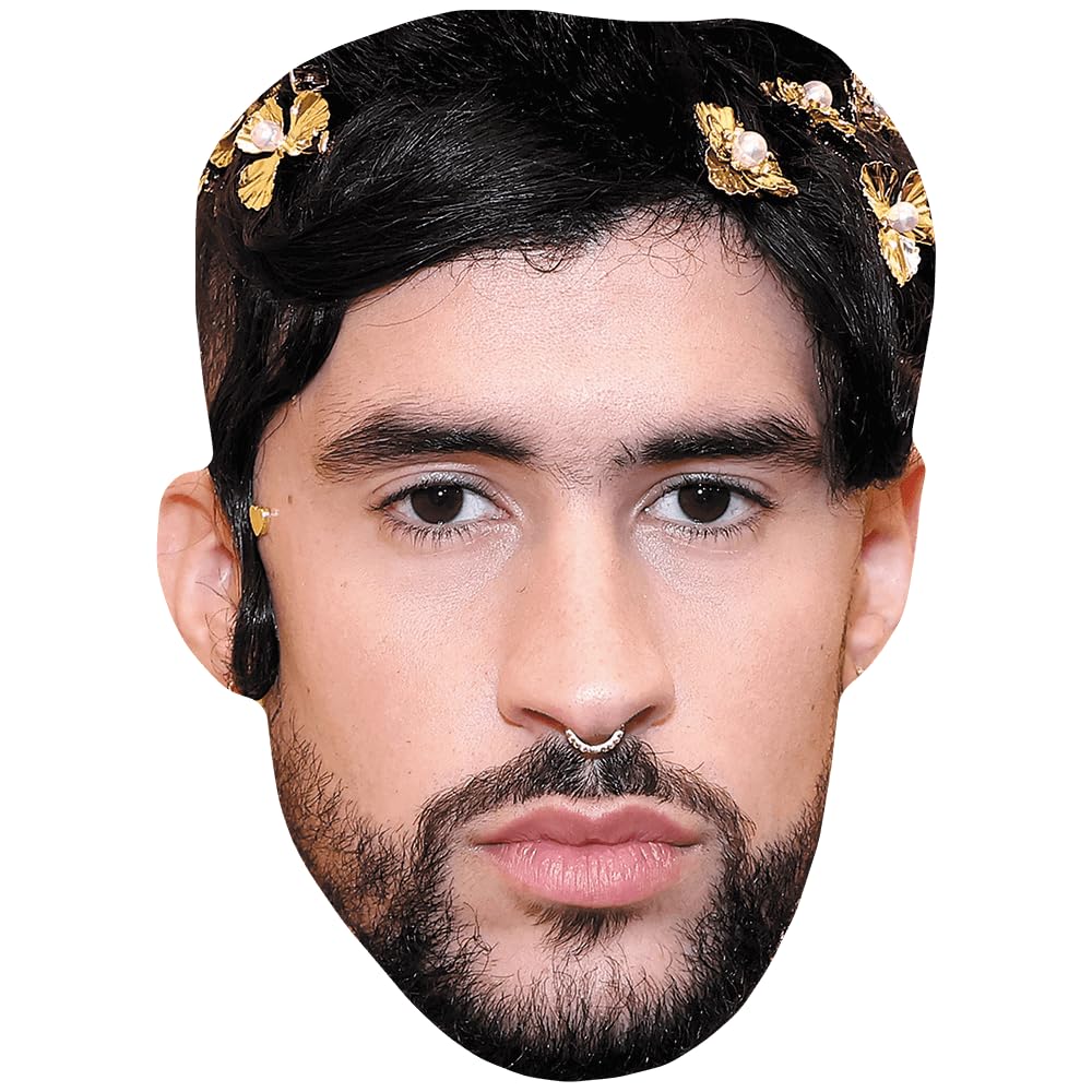 Bad Bunny (Beard) Celebrity Mask, Flat Card Face, Fancy Dress Mask
