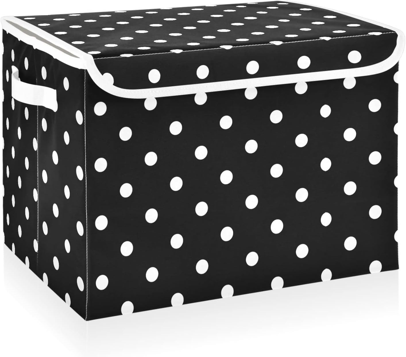 CaTaKu Polka Dot Storage Bins with Lids,White and Black