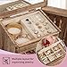 Yoimori Jewelry Box for Women, Rustic Wooden Jewelry Boxes & Organizers with Mirror & Drawers,6 Layer Jewelry Organizer Box for Rings Earrings Necklaces Bracelets (Carbonized Black)