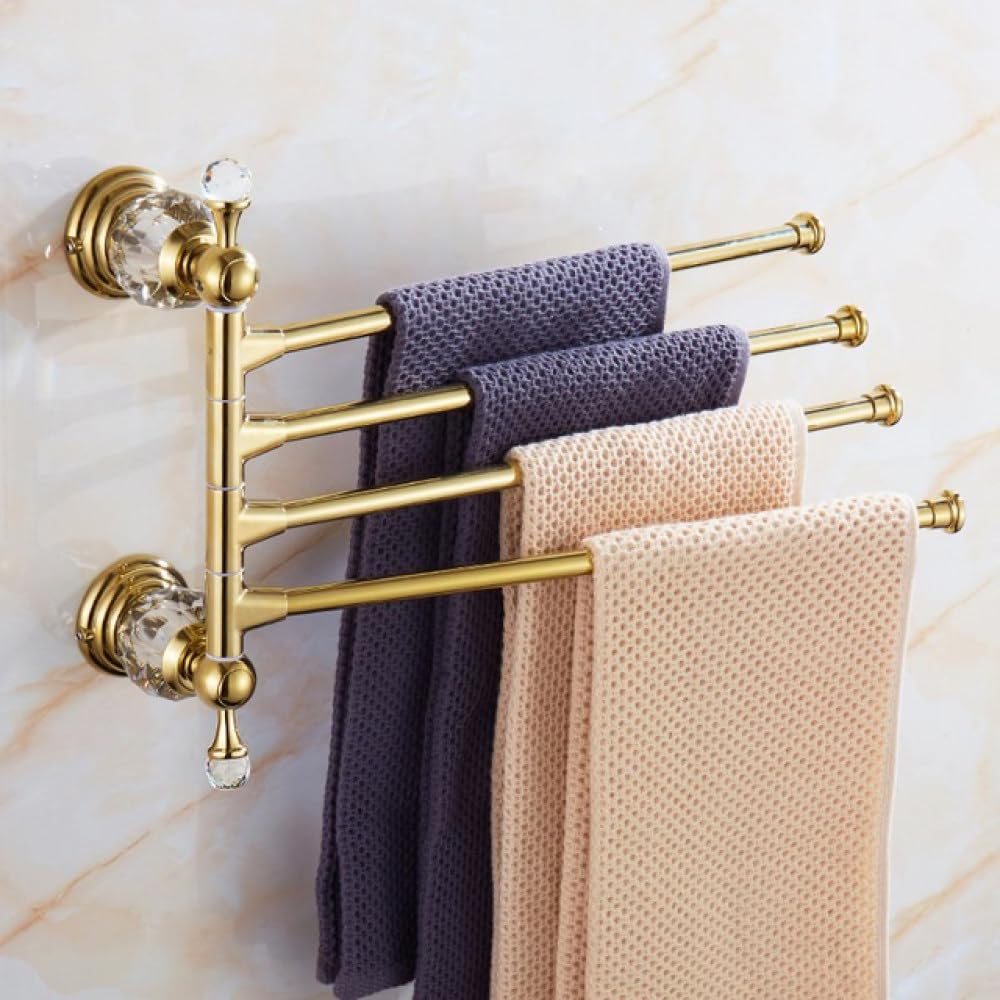 Porte-serviettes rotatif en cristal doré pour organiser votre rituel de douche