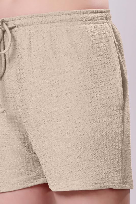 Image of London Hills Shorts for Women Textured Waffle Knit with Pockets for Gym, Sports, Running, Yoga, Cycling, Walk Casual Shorts Or Half Lower, Hot Pant, Half Trouser, Pack of 1, Pack of 2, Pack of 3