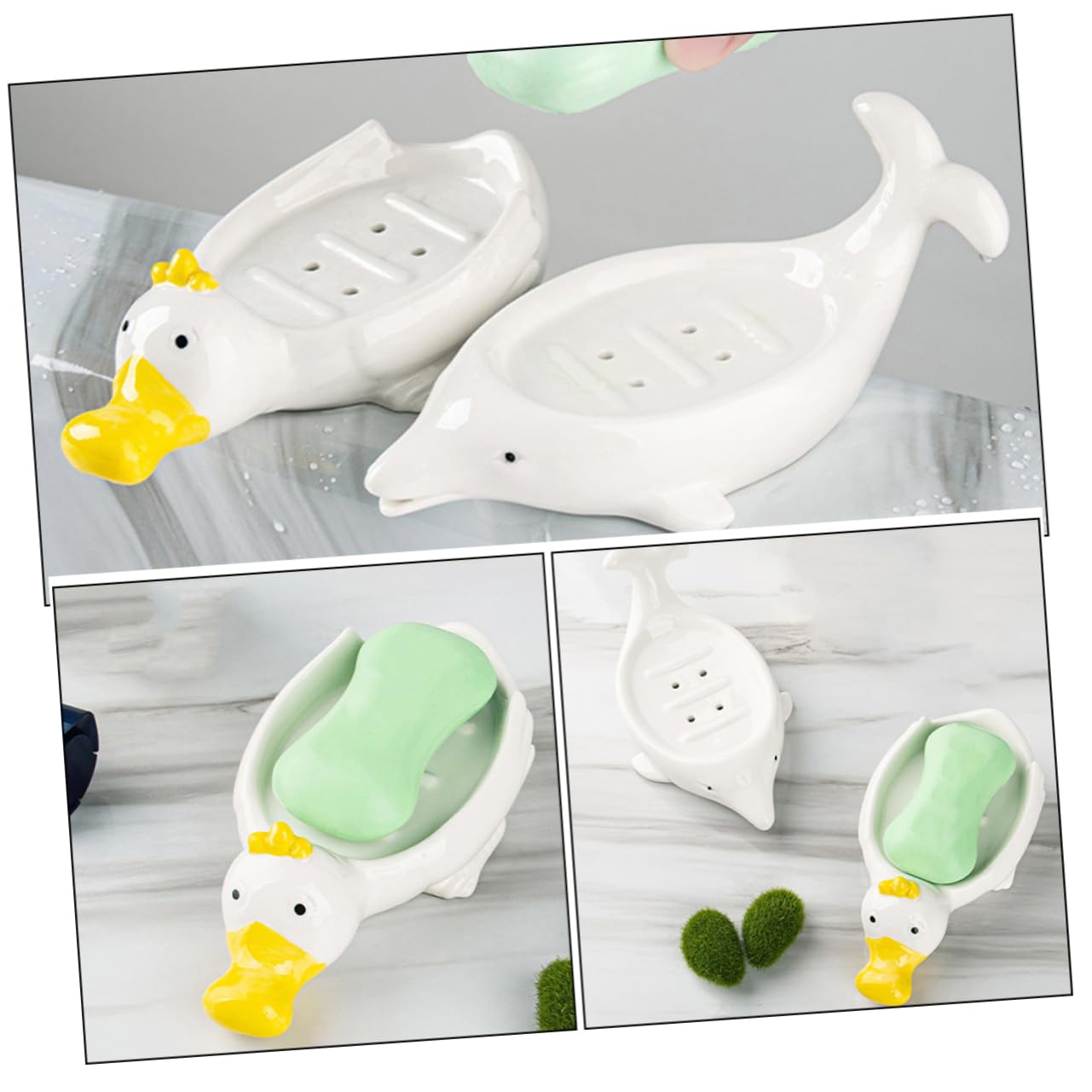 TOPBATHY 2piezas Jabonera Cerámica Animal Bañera Cocina Organizador Lavabo Portátil Escurridor