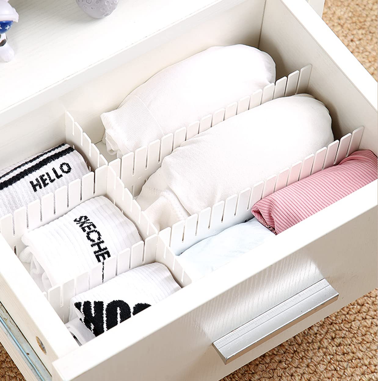 LYTIVAGEN 8PCS Regolabile Griglia Cassetto Divisori Fai da Te per Cassetti in Plastica