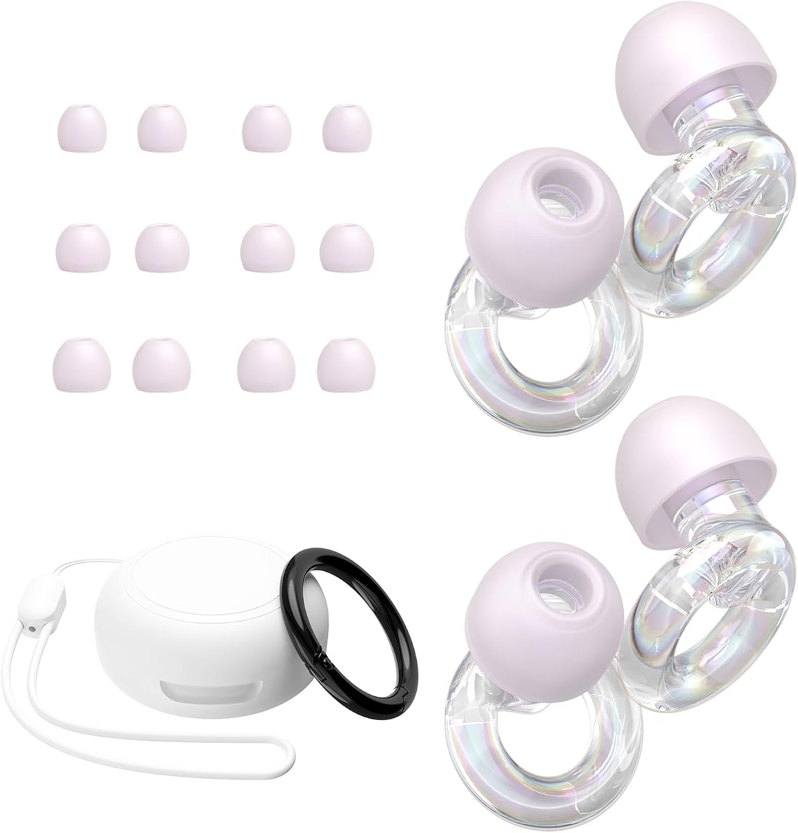 JUSTRVN Tapones para los oídos para conciertos, 2 pares de tapones para los oídos con reducción de ruido de 25 dB a 30 dB con 8 puntas para los oídos y estuche de transporte, tapones para los oídos de protección auditiva reutilizables para dormir, social, trabajo, enfoque y sensibilidad al ruido