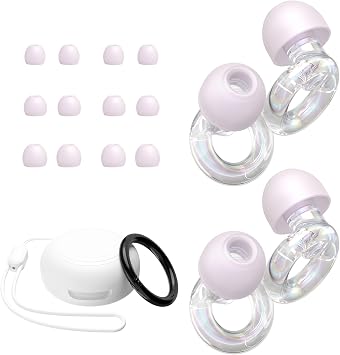 JUSTRVN Ear Plugs for Concert, 2 Pairs of Noise Reduction Earplugs 25dB-30dB with 8 Ear Tips&Carry case,Reusable Hearing Protection earplugs for Sleep,Social,Work,Focus&Noise Sensitivity