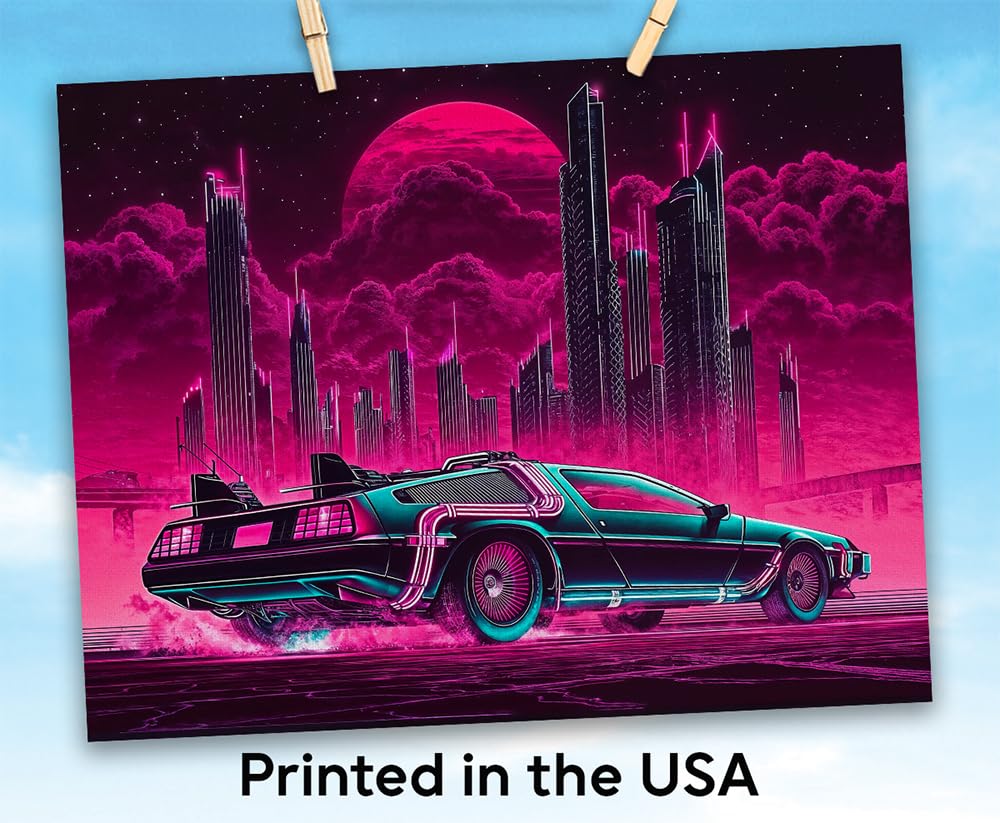 Amazon.com: Back to the Present - Cyberpunk DeLorean 18x24