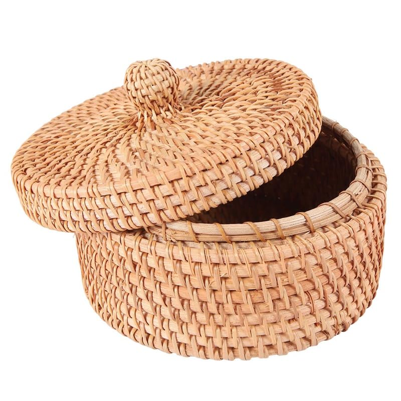 Tagtight Rattan Aufbewahrungsbox mit Deckel, Geflochten Körbe...