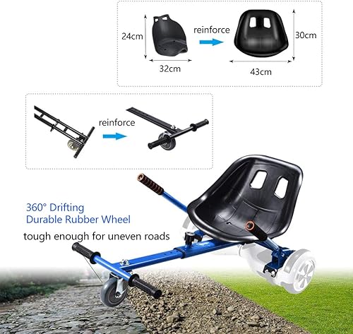 Vista 3 de KKA Hoverboard Kart, carrito de hover, accesorio para buggy para aeropatinetas de 6.5 pulgadas/8 pulgadas/10 pulgadas, accesorio para aeropatineta