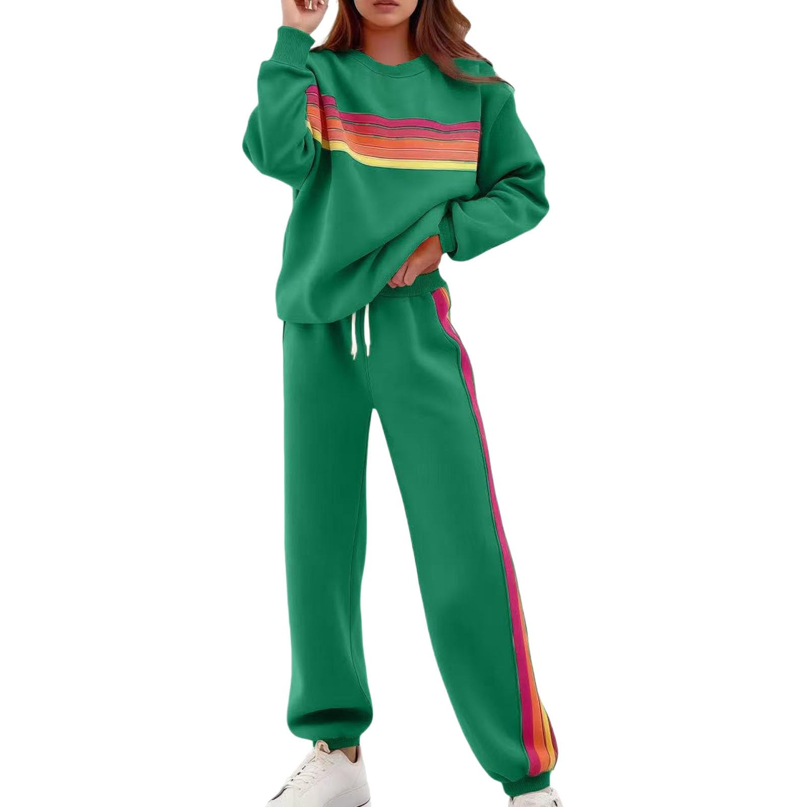 Conjunto de Chándal Informal Mujer Dos Piezas Pantalones Deportivos Sudadera Cuello Redondo Cómodo Otoño Invierno