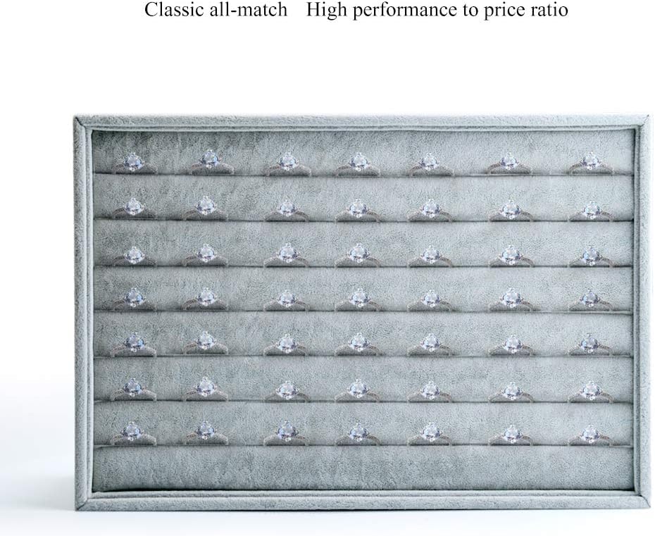 Image of Ring Velvet Jewellery Drawer Organizer Tray Stackable Jewellery Tray for Drawer(Grey)