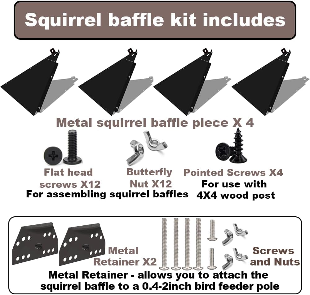 Metal Squirrel Baffle，Adjustable Opening Size Up to 4x4 Wide Wooden Post,Squirrel Baffle for Bird Feeders Without Removing Bird Feeder Poles Or Shepherd's Hooks.17inch