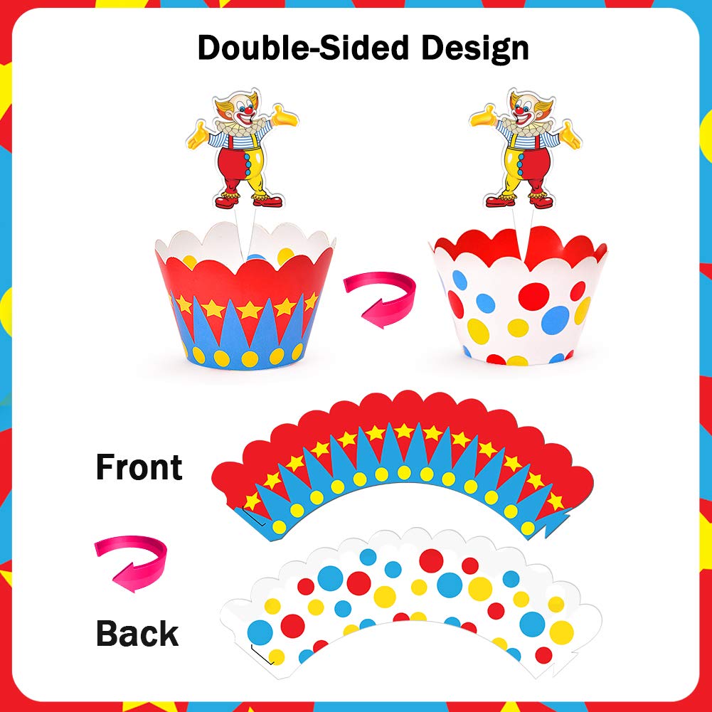 Circus Animal Cupcake Toppers and Wrappers for Carnival Circus Birthday