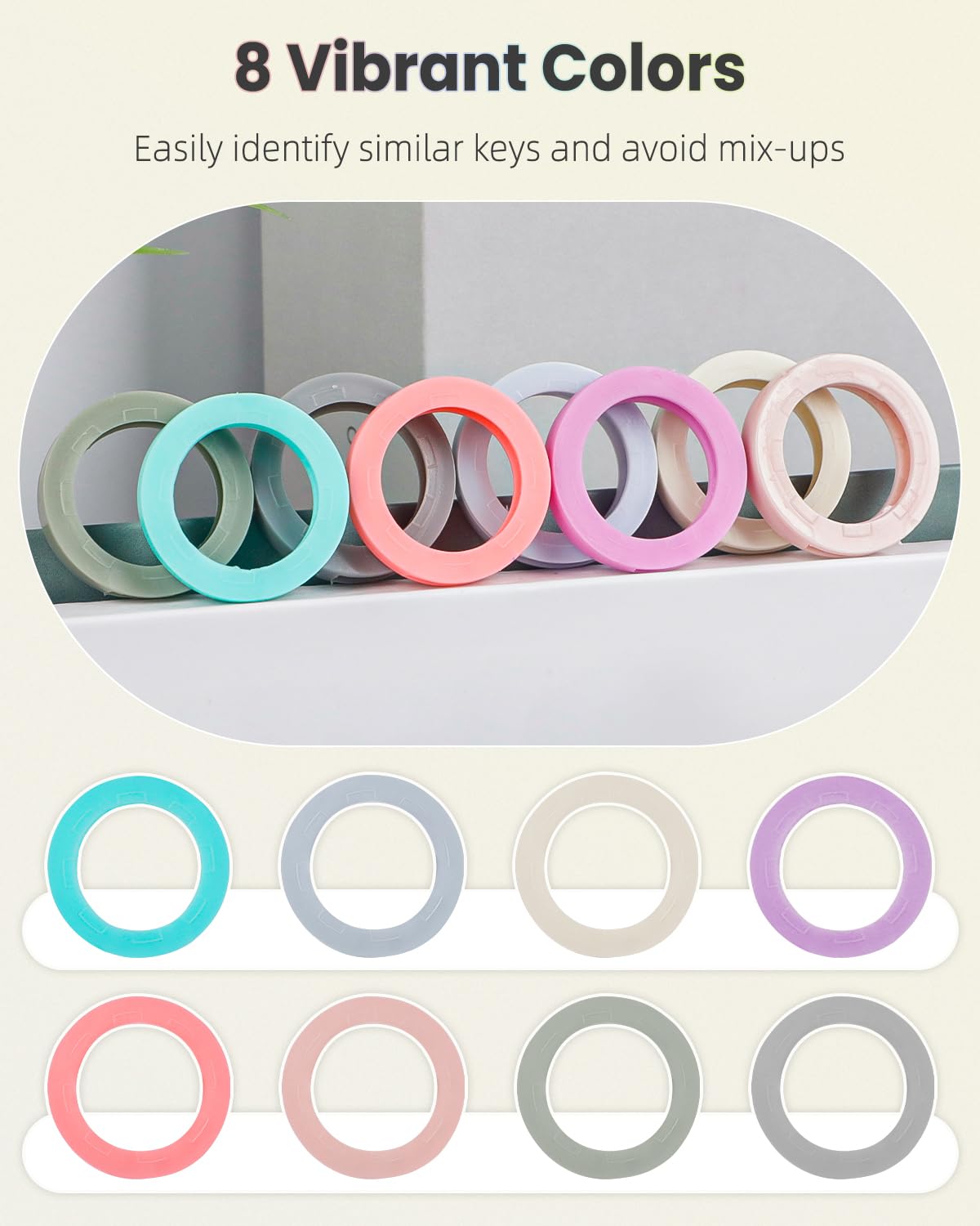 Uniclife 24 Pcs Key Caps, 2.3 cm Round Key Covers Caps - Image 2