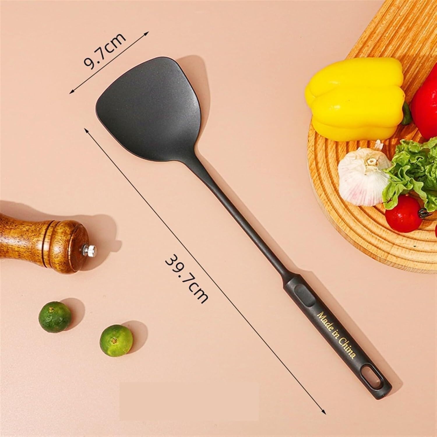 Utensilios de Cocina, Juego de cucharas for Sopa, cucharón de plástico, Color Negro, for Servir Sopa, Utensilios fáciles de Limpiar.