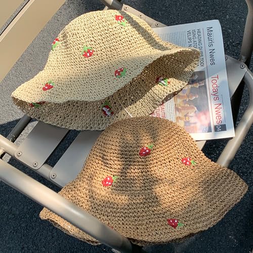 Sombrero de playa plegable con ala ancha beige para mujer miniatura 7