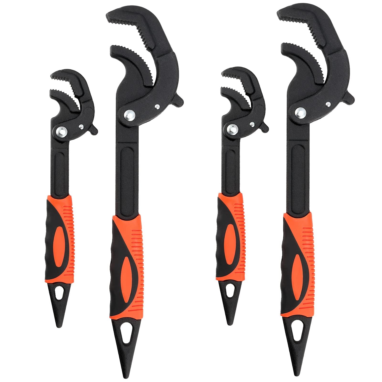 HOIGON 4 llaves ajustables de 10 pulgadas y 15 pulgadas, capacidad de 14 mm a 60 mm, llave multifunción autoajustable, juego de llaves de tubo de agarre rápido con mango antideslizante