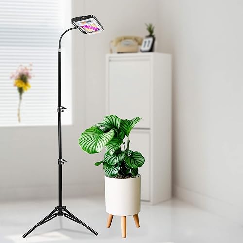 Miniatura 4 de LORDEM Luz de cultivo de plantas con soporte, lámpara de plantas de espectro completo de 150 W para plantas de interior, lámpara LED de pie con